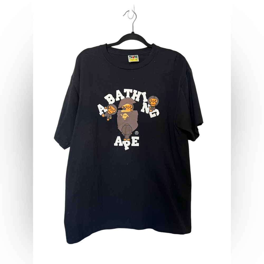 BAPE Men's Baby Milo Black and Brown T-shirt Size XL